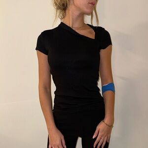 Brand new ‘Zara’ black cotton Tee with unique cut-out neckline size:M